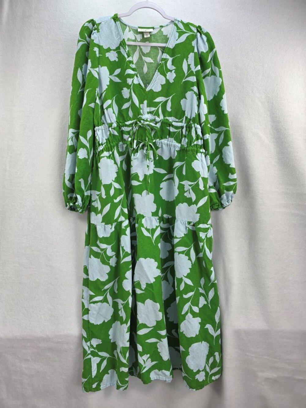 Kate Spade x Target Classic Rose Linen Maxi Dress M Green Blue Floral
